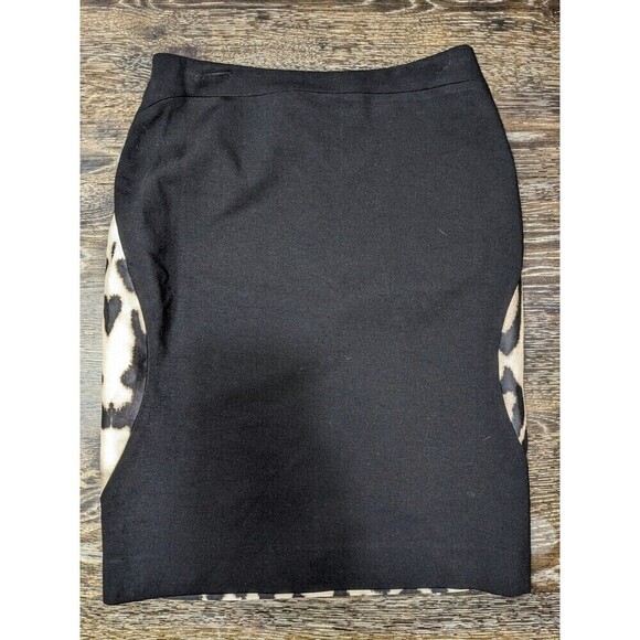 Diane Von Furstenberg DVF Mae Leopard Wool Silk Pencil Skirt Size 4 - Picture 3 of 12